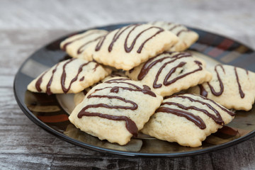 Chocolate sweet biscuit on plate