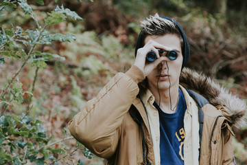 man adventure in the forest