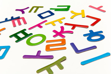 colorful letters of korea on white backgrounds