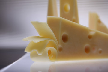 Isolated cheese chunk