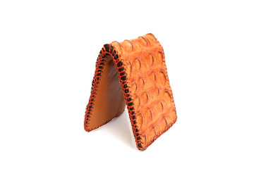 Brown Wallet crocodile skin on isolated