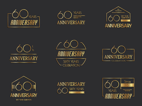 Sixty  years anniversary celebration logotype. 60th anniversary logo set.