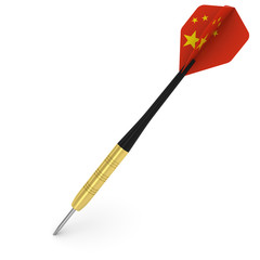 Dart with Chinese Flag Flight Isolated on White 3D Illustration