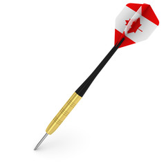 Dart with Canadian Flag Flight Isolated on White 3D Illustration