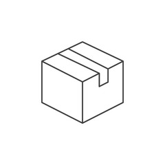 Delivery box thin line icon, package outline vector logo illustration, linear pictogram isolated on white