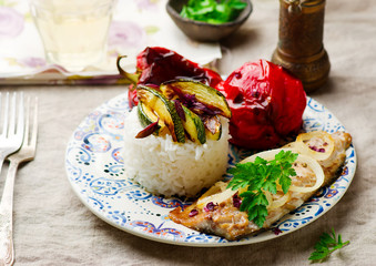 Baked Mackerel Fillets with onion