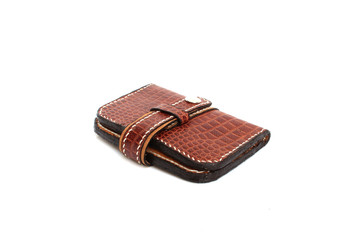 Brown Wallet crocodile skin on isolated