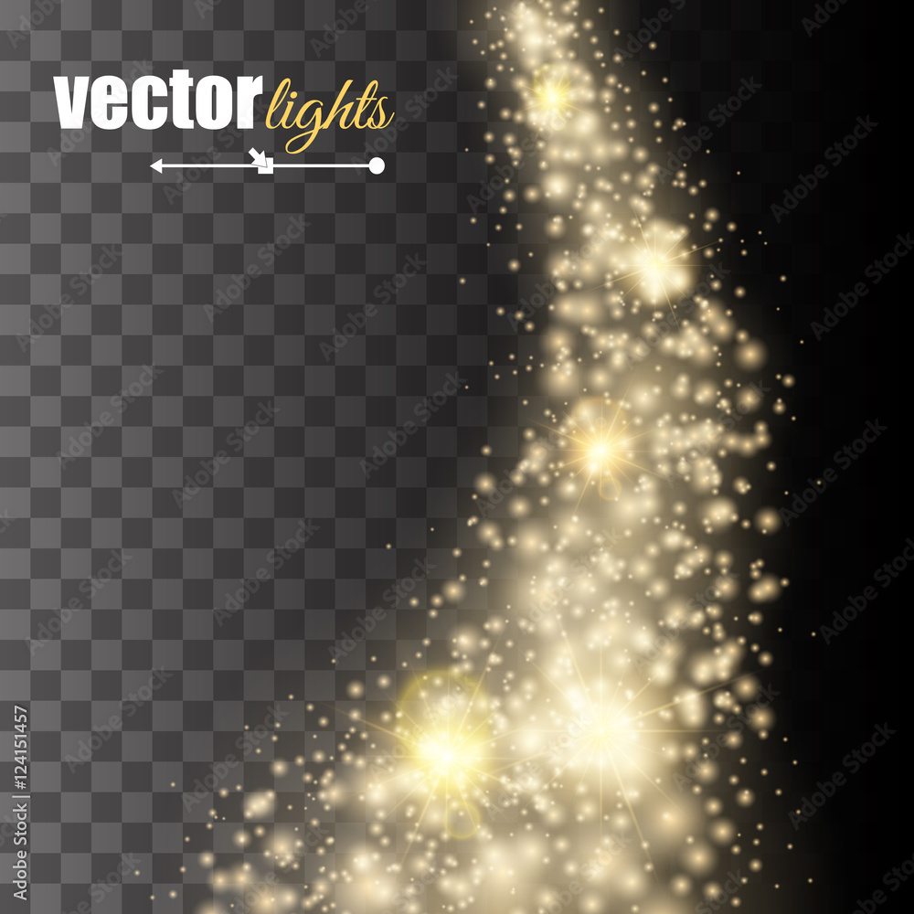 Poster vector gold glitter wave abstract background. glittering star dust trail sparkling particles isolate