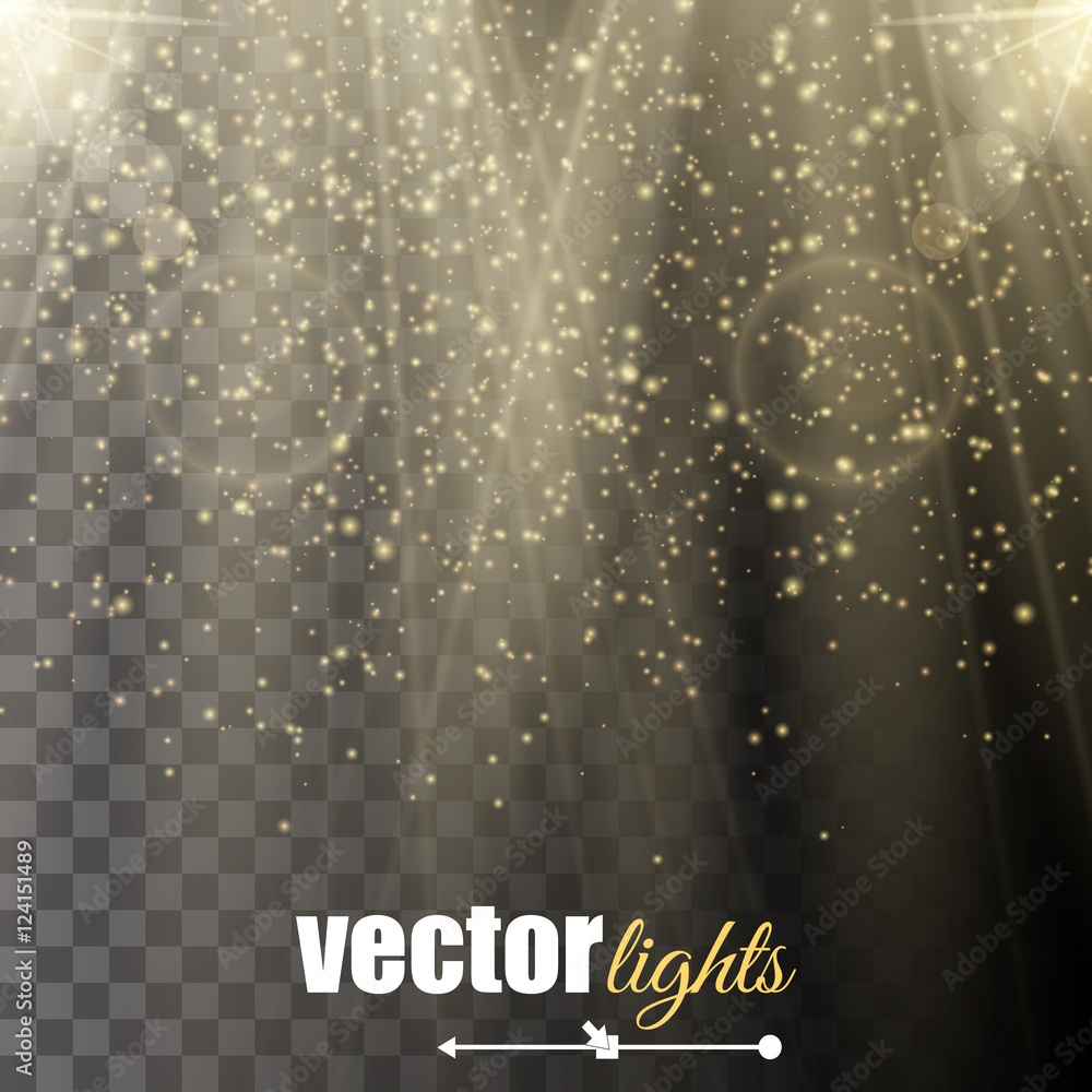 Poster Light flare special effect with rays and magic sparkles. Vector