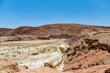 salt desert with oasis in morocco