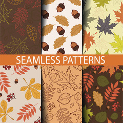 Seamless patterns with autumn leaves