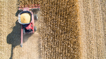 Agricultural Harvesting Corn with a Combine