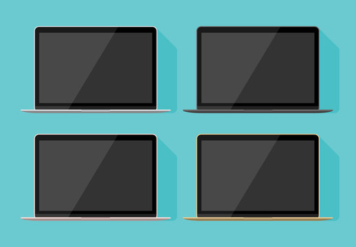 Laptop Flat Vector Mockups
