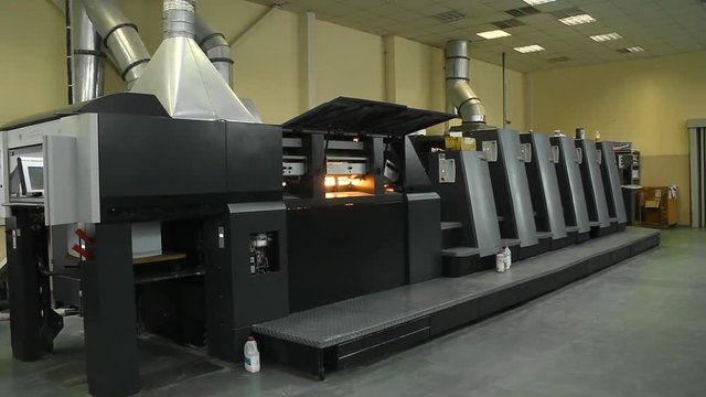 Offset Printing Machine in a Factory.