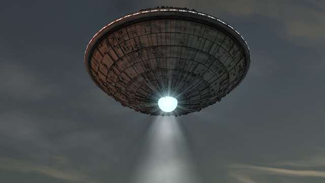 3d render. Futuristic spaceship UFO