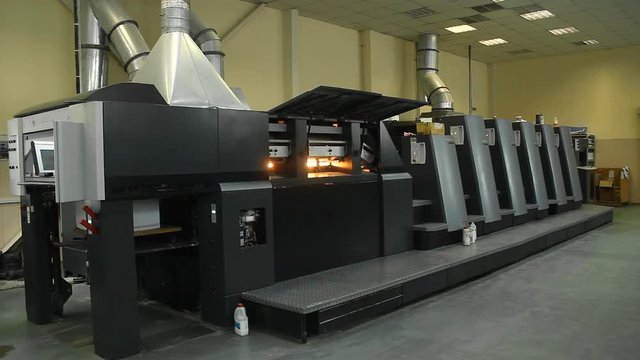 Offset Printing Machine in a Factory.