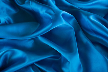 blue satin fabric, silk fabric, the fabric folds, draping