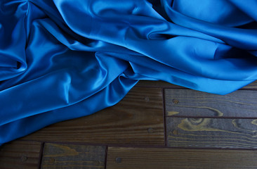 blue satin fabric, silk fabric, the fabric folds, draping