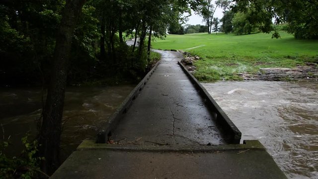 Lock Down Beargrass Creek Flood, Small Bridge.