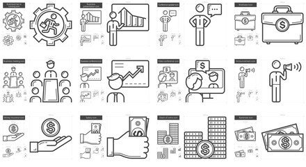 Business line icon set.
