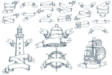 Set of vintage ribbons.