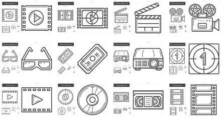 Cinema line icon set.