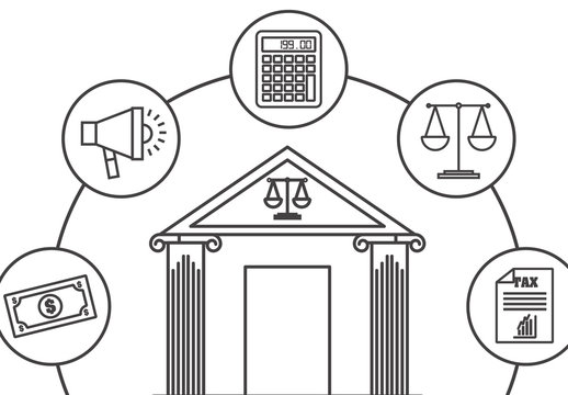 8 Small and 1 Large Black and White Banking and Personal Finance Icons