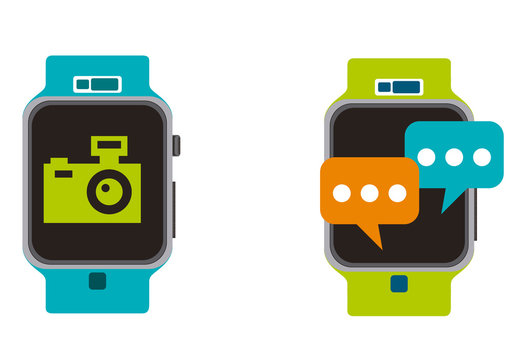 Colorful Smartwatch Technology Icons Set