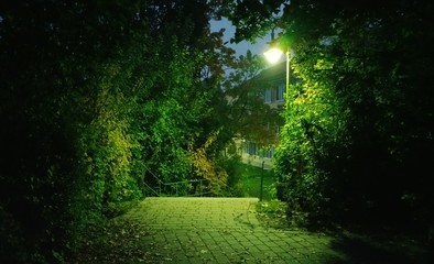 einsamer Weg gefährlich in der Nacht