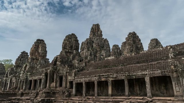 Bayon Temple timelapse, Siem Reap, Cambodia, 4K Time lapse