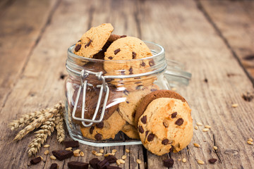 Homemade chocolate chip cookies in the jar 