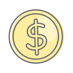 Money Sign Isolated. Dollar Coin. Video Marketing.