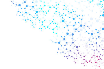 Structure molecule and communication Dna, atom, neurons. Science concept for your design. Connected lines with dots. Medical, technology, chemistry, science background. Vector illustration.