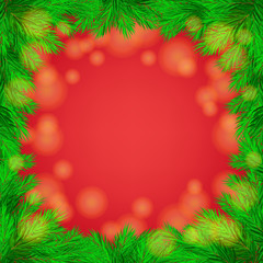 Christmas and New Years vector background with pine branches with Copy Space