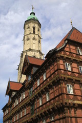 Obraz premium Braunschweig - Alte Waage und Kirche St. Andreas, Deutschland