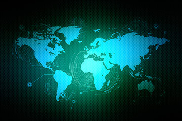  digital cyber world map technology concept, abstract background