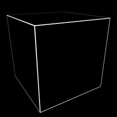3D Cube Mesh with White Edge Lines 3D Illustration