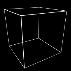 3D Cube Mesh with White Edge Lines 3D Illustration