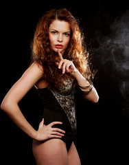 Beautiful alluring young woman in sexy lingerie