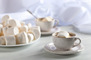 Fototapeta na wymiar marshmallows and a cup of latte