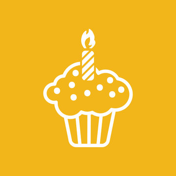 white flat cake icon on an yellow background