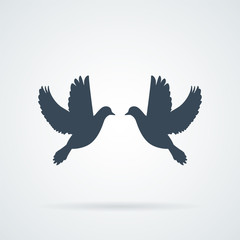 Wedding doves in simple style isolated on white