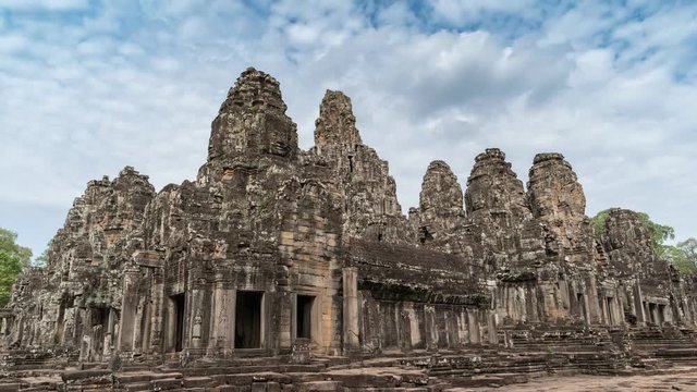 Bayon Temple timelapse, Siem Reap, Cambodia, 4K Time lapse