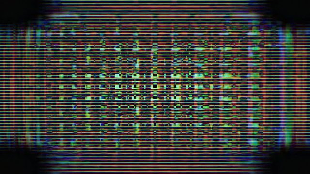 Video Flux 072: TV screen pixels fluctuate with color and video motion (Loop).