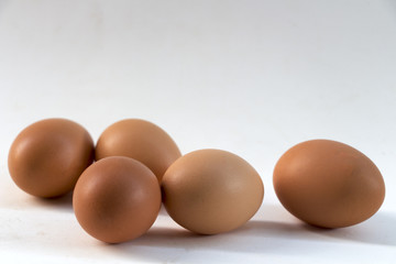 hen eggs on table