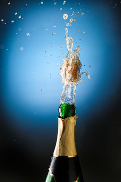 Closeup of champagne explosion