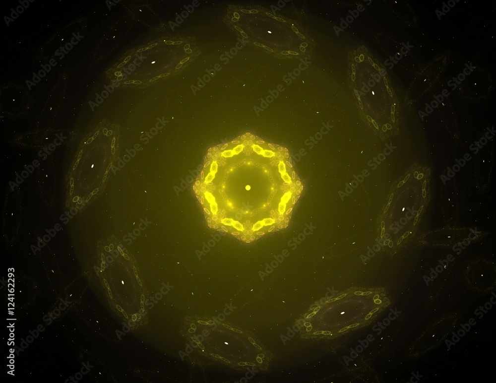 Poster multicolored abstract computer generated fractal mandala background
