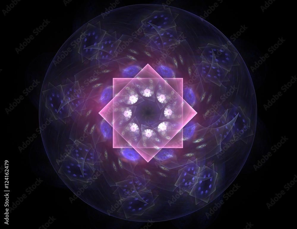 Poster lacy colorful clockwork pattern. digital fractal art design. abstract design of sacred symbols signs