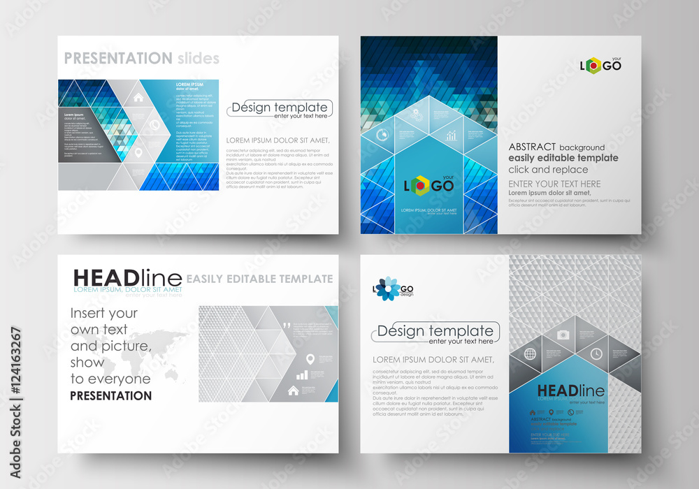Poster set of business templates for presentation slides. easy editable layouts in flat design. abstract tr