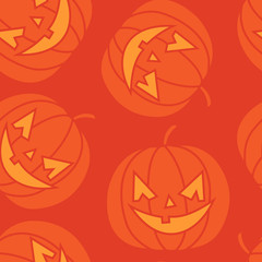 Hand drawn seamless pattern with halloween pumpkins